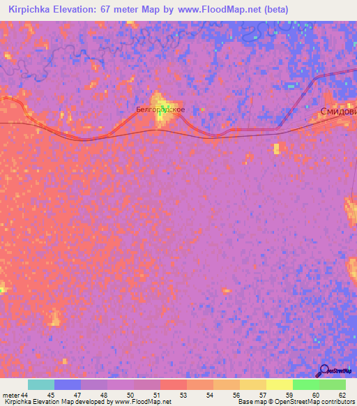 Kirpichka,Russia Elevation Map