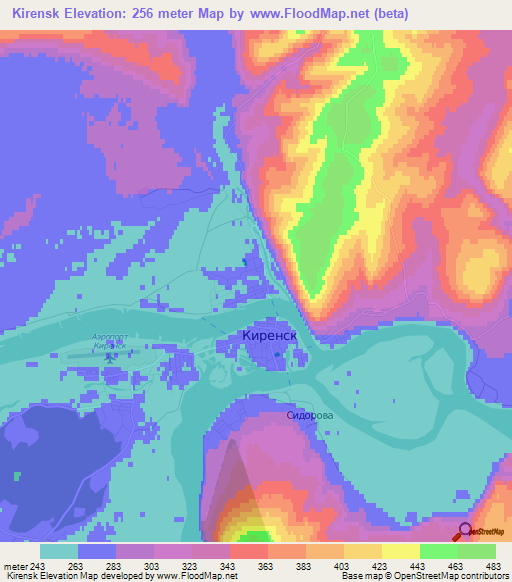 Kirensk,Russia Elevation Map