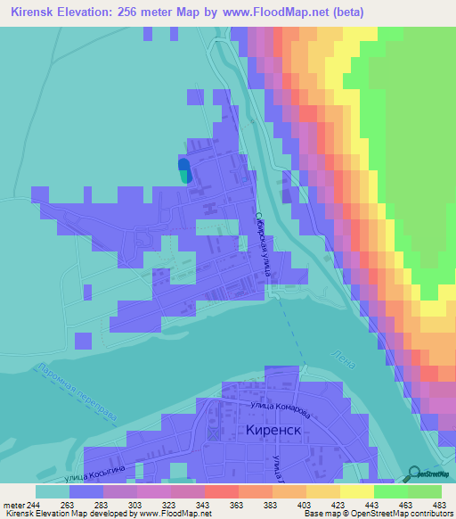 Kirensk,Russia Elevation Map