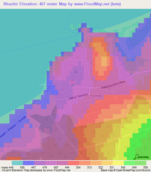 Khuzhir,Russia Elevation Map