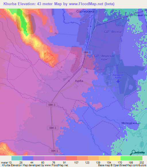 Khurba,Russia Elevation Map