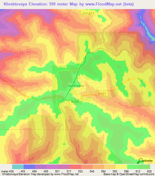 Khrebtovaya,Russia Elevation Map