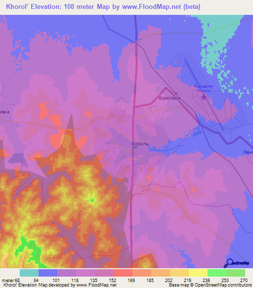 Khorol',Russia Elevation Map