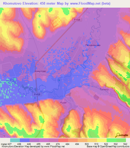 Khomutovo,Russia Elevation Map