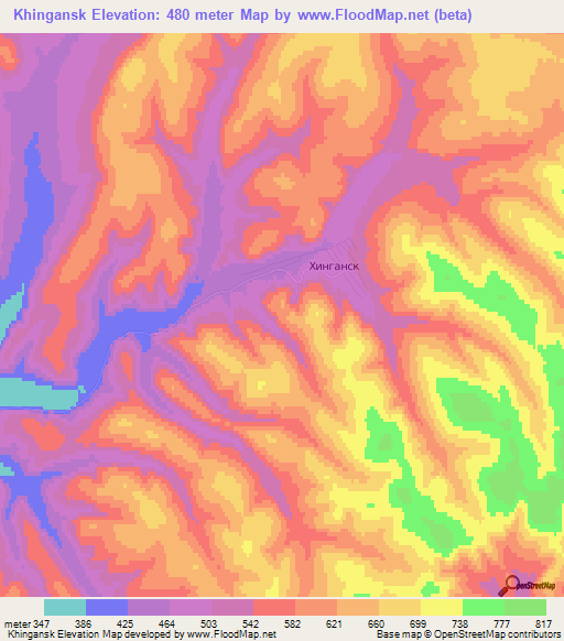 Khingansk,Russia Elevation Map