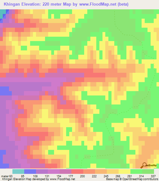 Khingan,Russia Elevation Map