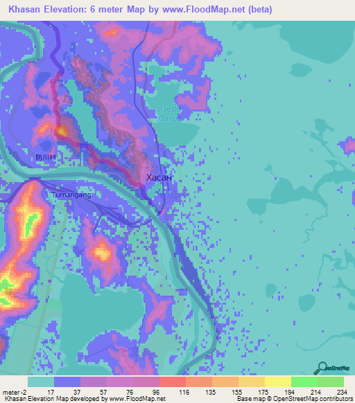 Khasan,Russia Elevation Map