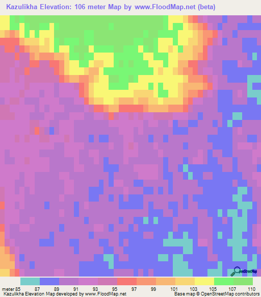 Kazulikha,Russia Elevation Map