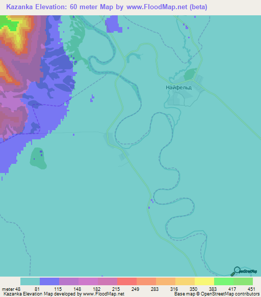 Kazanka,Russia Elevation Map