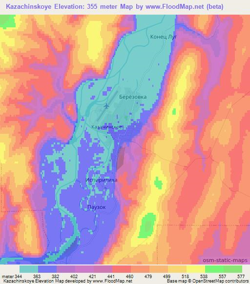 Kazachinskoye,Russia Elevation Map