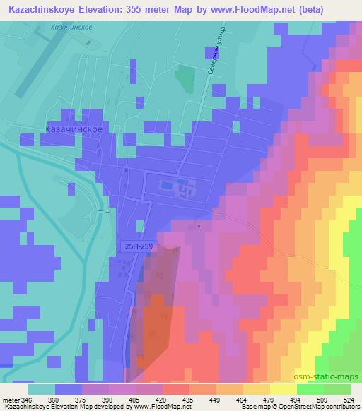 Kazachinskoye,Russia Elevation Map