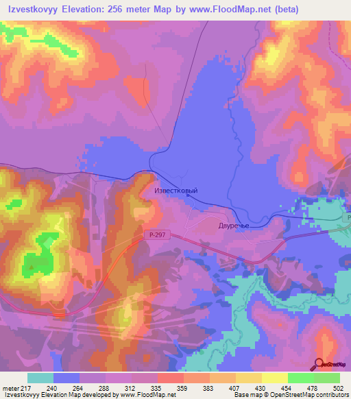 Izvestkovyy,Russia Elevation Map