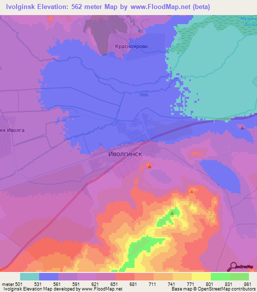 Ivolginsk,Russia Elevation Map