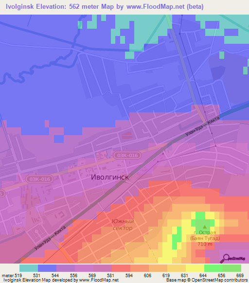 Ivolginsk,Russia Elevation Map