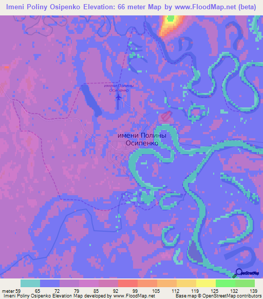 Imeni Poliny Osipenko,Russia Elevation Map