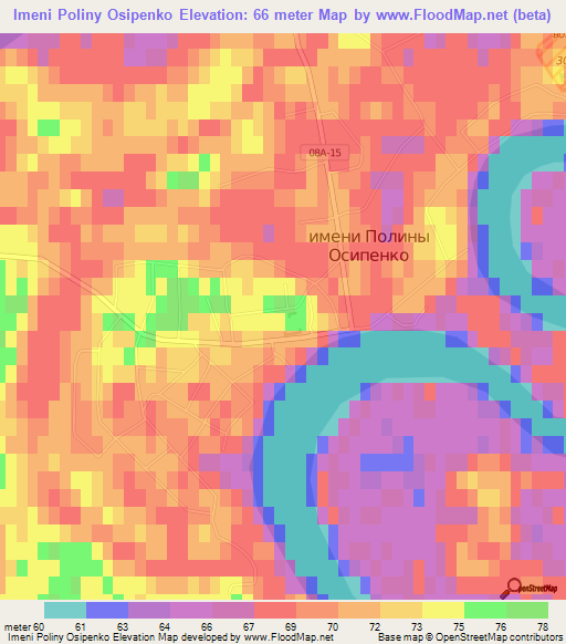 Imeni Poliny Osipenko,Russia Elevation Map