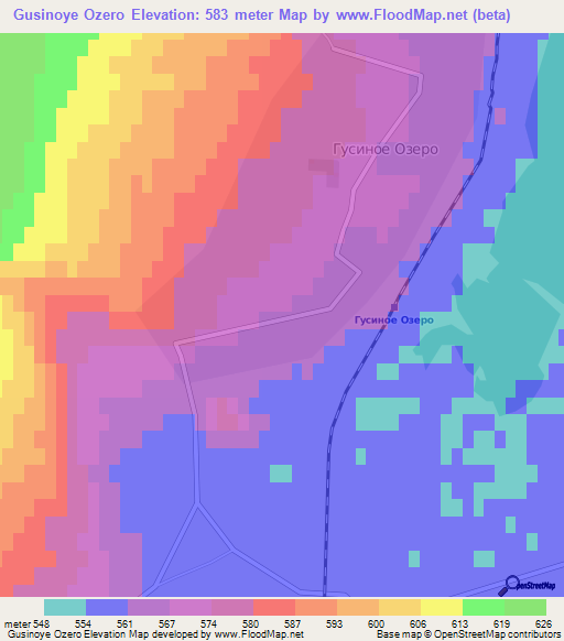 Gusinoye Ozero,Russia Elevation Map