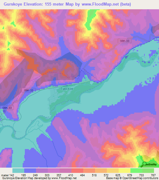 Gurskoye,Russia Elevation Map