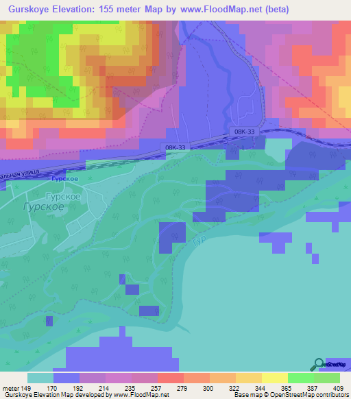 Gurskoye,Russia Elevation Map