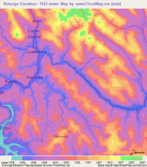 Rutunga,Rwanda Elevation Map