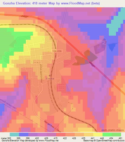 Gonzha,Russia Elevation Map