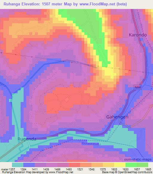 Ruhanga,Rwanda Elevation Map