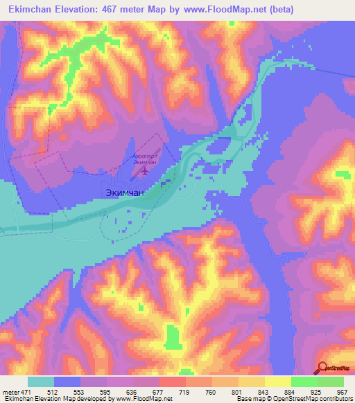 Ekimchan,Russia Elevation Map