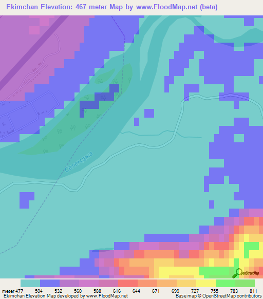 Ekimchan,Russia Elevation Map