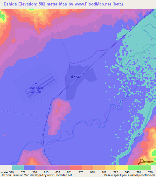 Dzhida,Russia Elevation Map