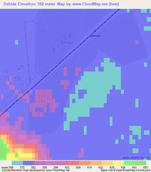 Dzhida,Russia Elevation Map