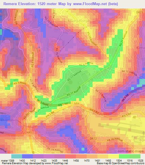 Remera,Rwanda Elevation Map