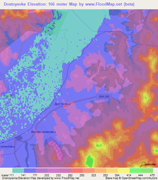 Dostoyevka,Russia Elevation Map