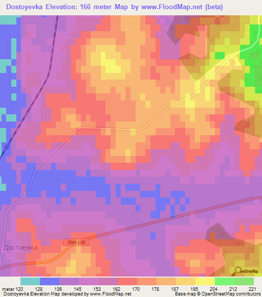 Dostoyevka,Russia Elevation Map