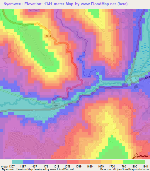 Nyamweru,Rwanda Elevation Map