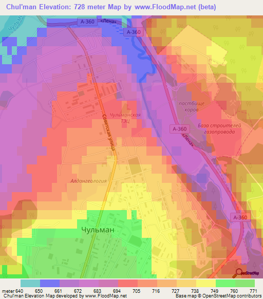 Chul'man,Russia Elevation Map