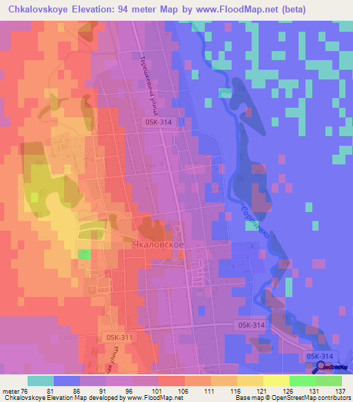 Chkalovskoye,Russia Elevation Map