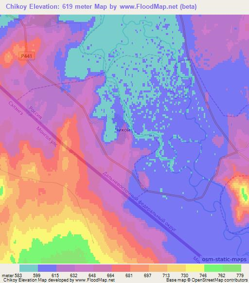 Chikoy,Russia Elevation Map