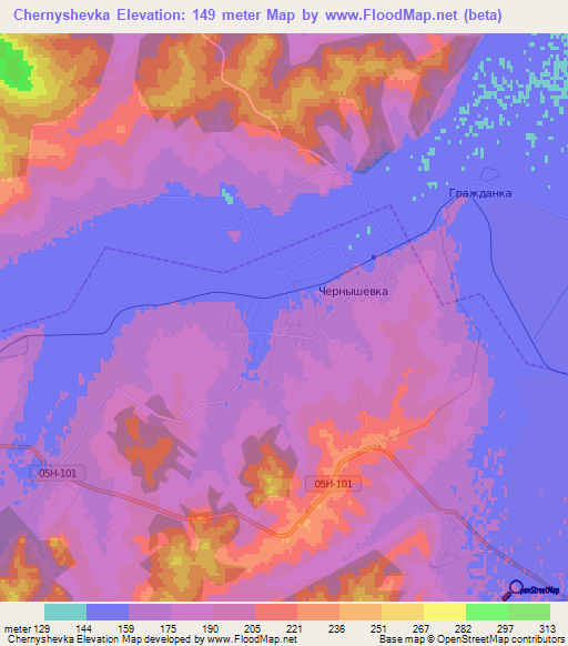 Chernyshevka,Russia Elevation Map