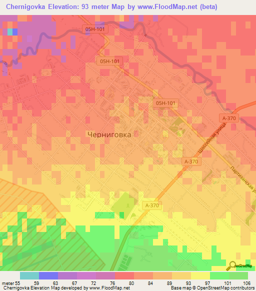 Chernigovka,Russia Elevation Map