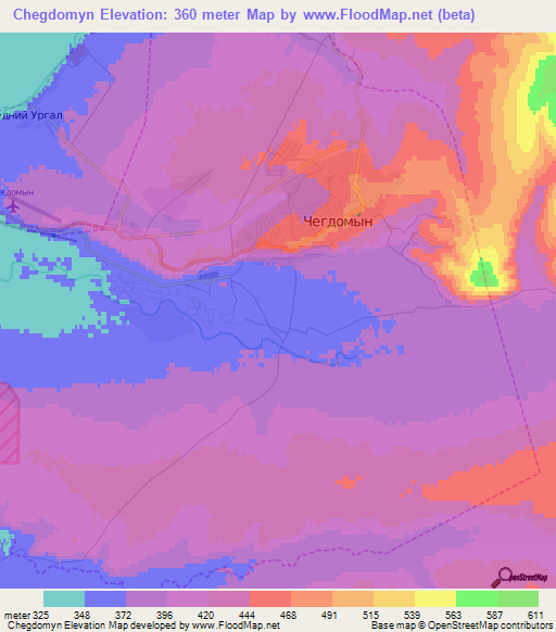 Chegdomyn,Russia Elevation Map