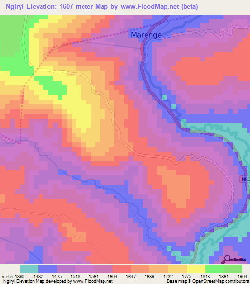 Ngiryi,Rwanda Elevation Map