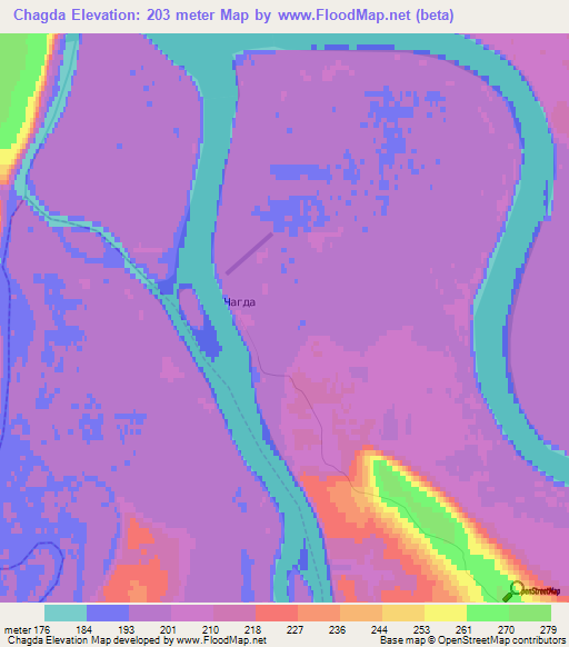 Chagda,Russia Elevation Map