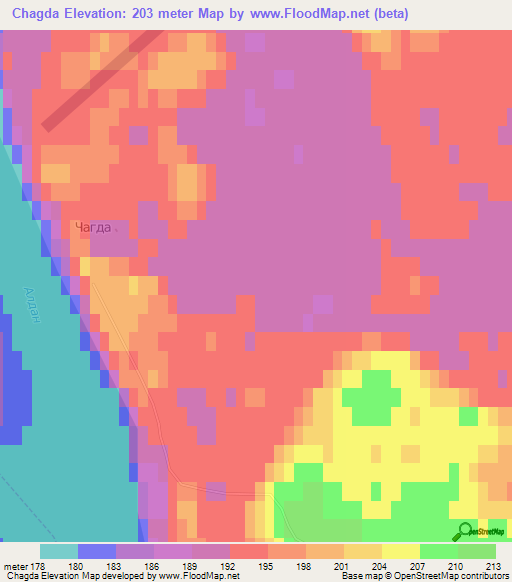 Chagda,Russia Elevation Map