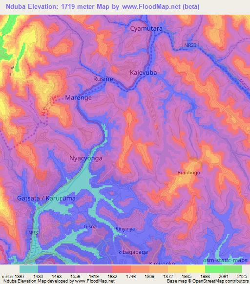 Nduba,Rwanda Elevation Map