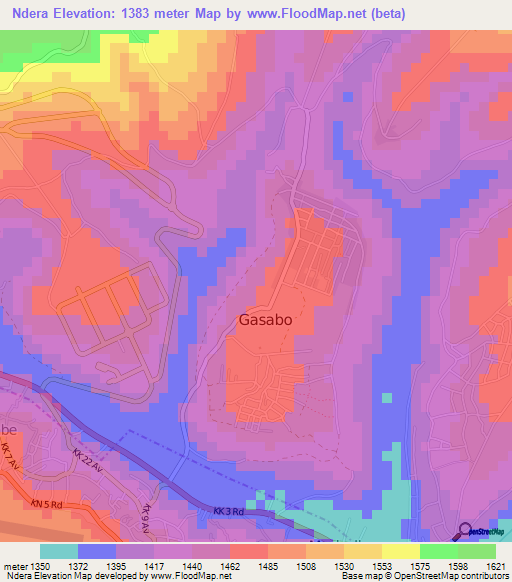 Ndera,Rwanda Elevation Map