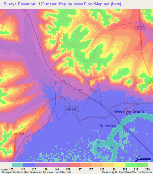 Bureya,Russia Elevation Map