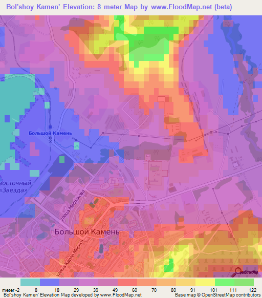 Bol'shoy Kamen',Russia Elevation Map