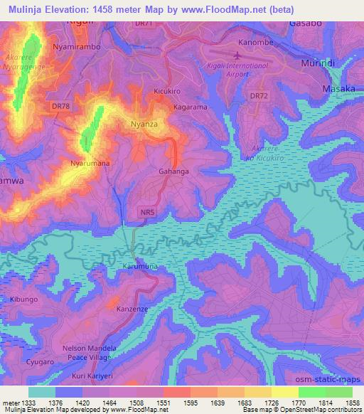 Mulinja,Rwanda Elevation Map