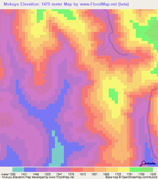 Mukuyu,Rwanda Elevation Map