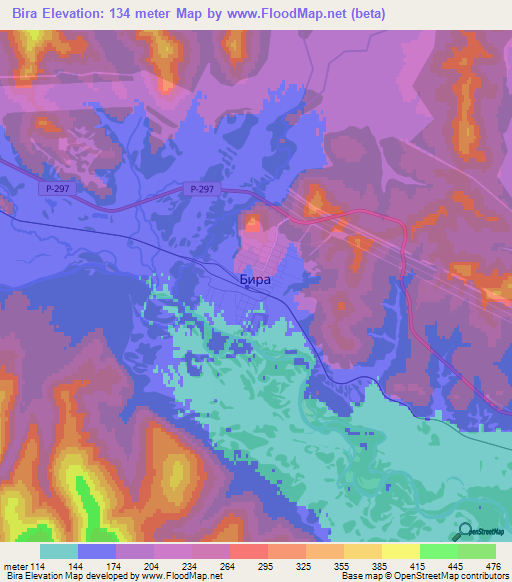 Bira,Russia Elevation Map